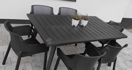 Meble na taras Kantara Modern, stół rozkładany 160-240 cm i 8 sztaplowanych krzeseł