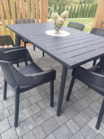 Meble na taras Kantara Modern, stół rozkładany 160-240 cm i 8 sztaplowanych krzeseł