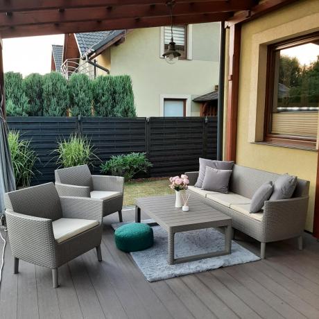 Meble na taras z regulowanym stołem S3L Cappuccino