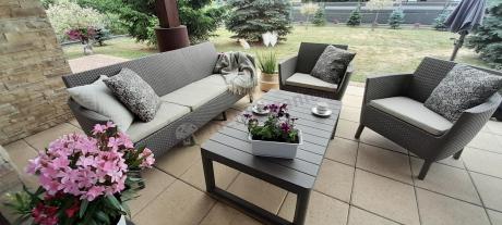 Meble na taras z regulowanym stołem S3L Cappuccino