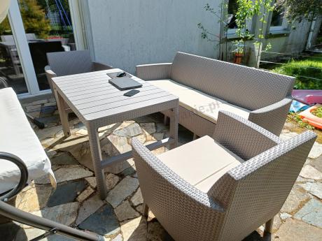 Meble na taras z regulowanym stołem S3L Cappuccino