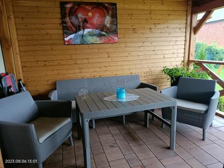 Meble na taras z regulowanym stołem S3L Cappuccino