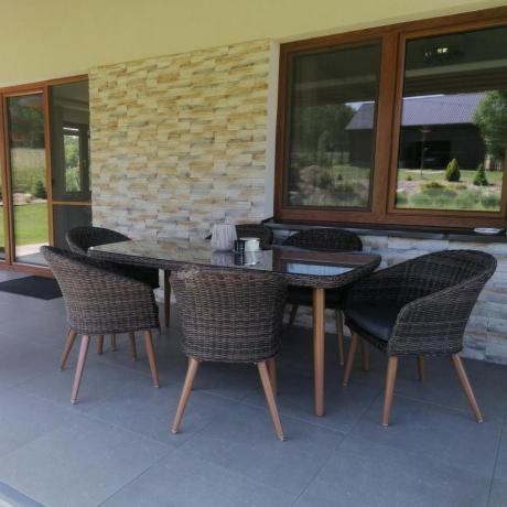 Meble obiadowe dla 6 osób na taras Cioso Dining 6+1 - Dark Brown