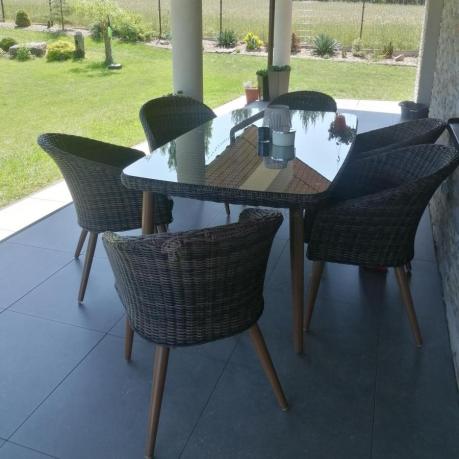 Meble obiadowe dla 6 osób na taras Cioso Dining 6+1 - Dark Brown