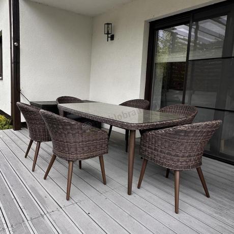 Meble obiadowe dla 6 osób na taras Cioso Dining 6+1 - Dark Brown