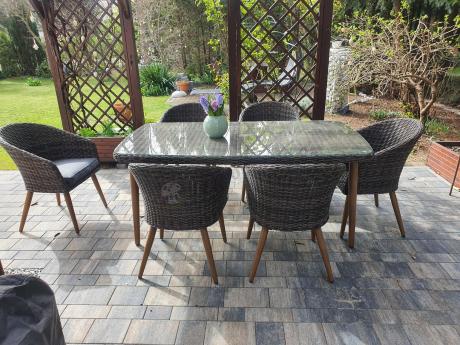 Meble obiadowe dla 6 osób na taras Cioso Dining 6+1 - Dark Brown