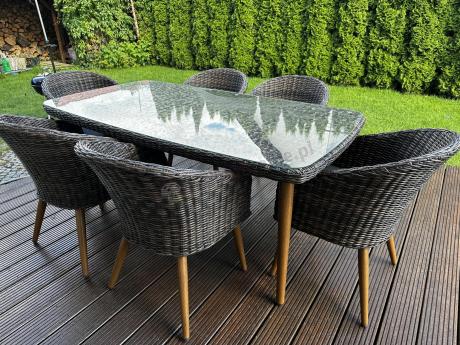 Meble obiadowe dla 6 osób na taras Cioso Dining 6+1 - Dark Brown