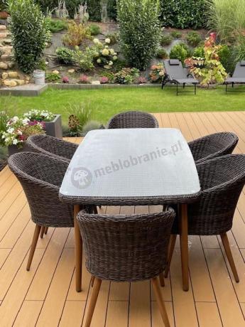 Meble obiadowe dla 6 osób na taras Cioso Dining 6+1 - Dark Brown
