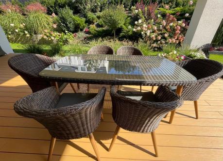 Meble obiadowe dla 6 osób na taras Cioso Dining 6+1 - Dark Brown