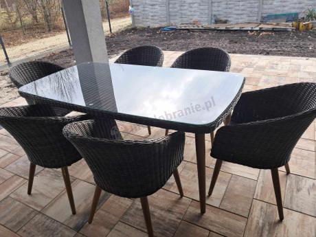 Meble obiadowe dla 6 osób na taras Cioso Dining 6+1 - Dark Brown