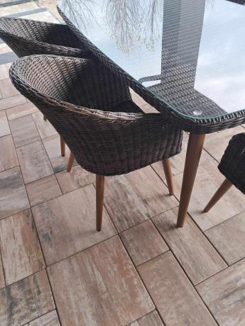 Meble obiadowe dla 6 osób na taras Cioso Dining 6+1 - Dark Brown