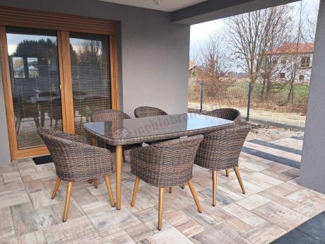 Meble obiadowe dla 6 osób na taras Cioso Dining 6+1 - Dark Brown