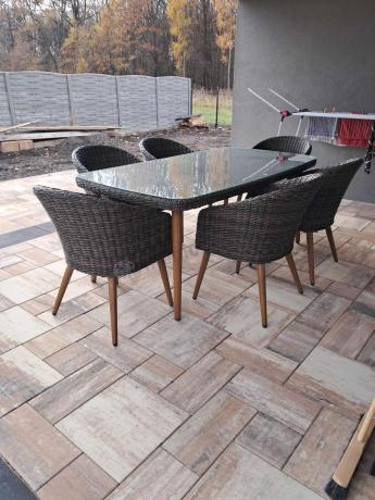 Meble obiadowe dla 6 osób na taras Cioso Dining 6+1 - Dark Brown