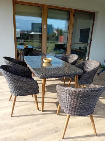 Meble obiadowe dla 6 osób na taras Cioso Dining 6+1 - Dark Brown