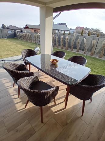 Meble obiadowe dla 6 osób na taras Cioso Dining 6+1 - Dark Brown