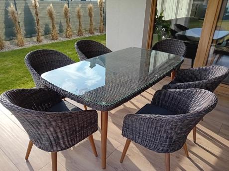 Meble obiadowe dla 6 osób na taras Cioso Dining 6+1 - Dark Brown