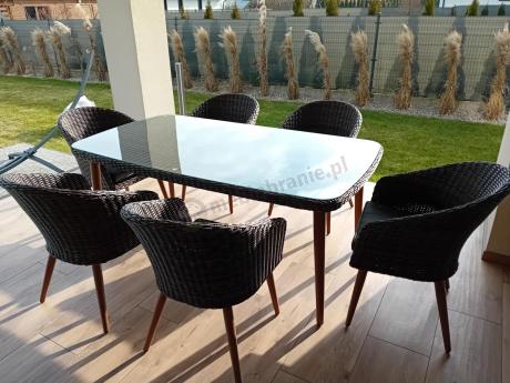 Meble obiadowe dla 6 osób na taras Cioso Dining 6+1 - Dark Brown