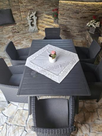 Meble obiadowe do ogrodu Kantara Comfort 6 foteli ze stołem rozkładanym 160-240 cm
