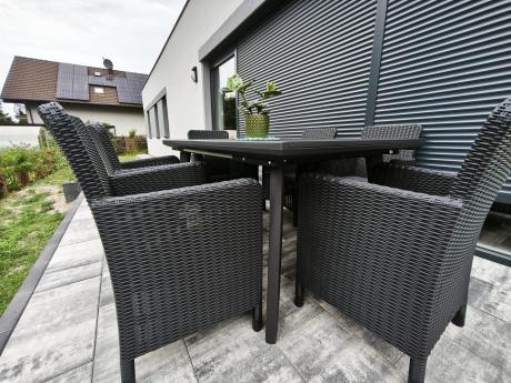 Meble obiadowe do ogrodu Kantara Comfort 6 foteli ze stołem rozkładanym 160-240 cm