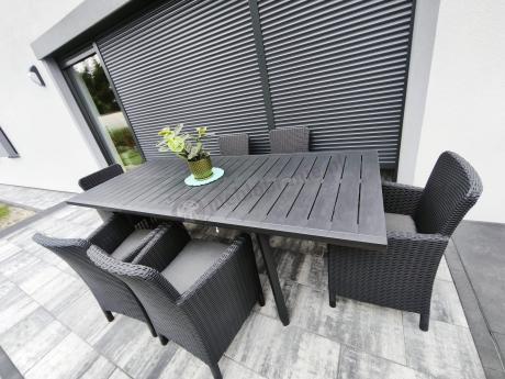 Meble obiadowe do ogrodu Kantara Comfort 6 foteli ze stołem rozkładanym 160-240 cm