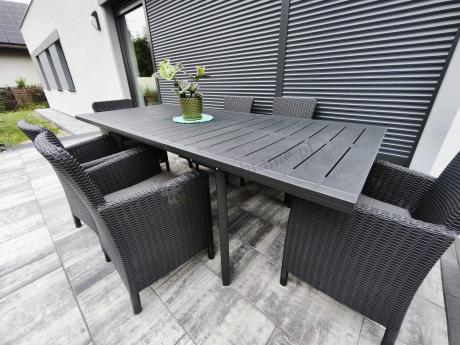 Meble obiadowe do ogrodu Kantara Comfort 6 foteli ze stołem rozkładanym 160-240 cm