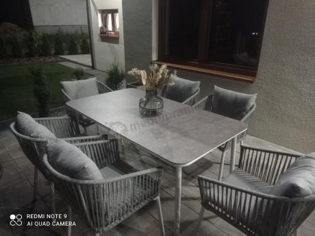 Meble obiadowe na taras dla 6 osób Kostto Dining 6+1 White