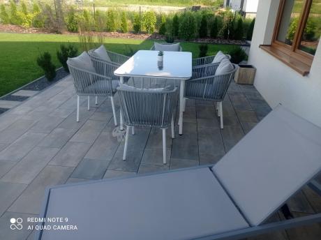 Meble obiadowe na taras dla 6 osób Kostto Dining 6+1 White