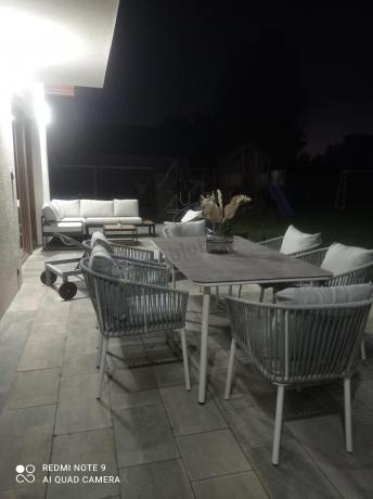 Meble obiadowe na taras dla 6 osób Kostto Dining 6+1 White