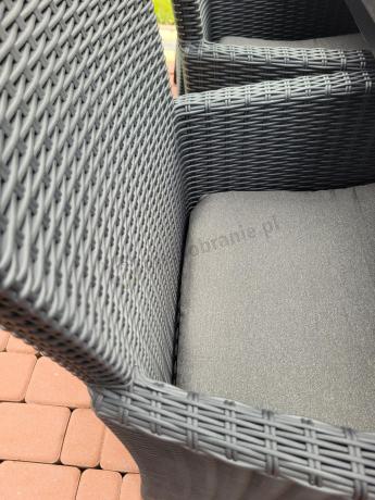 Meble obiadowe na taras Portis Comfort ze stołem 200cm w kolorze orzecha i 8 fotelami