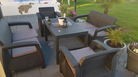 Meble Ogrodowe Corfu Fiesta Lyon z podnoszonym stołem Grafit