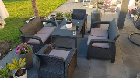 Meble Ogrodowe Corfu Fiesta Lyon z podnoszonym stołem Grafit