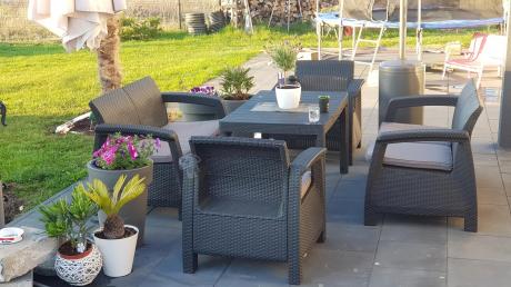 Meble Ogrodowe Corfu Fiesta Lyon z podnoszonym stołem Grafit