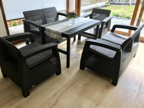 Meble Ogrodowe Corfu Fiesta Lyon z podnoszonym stołem Grafit