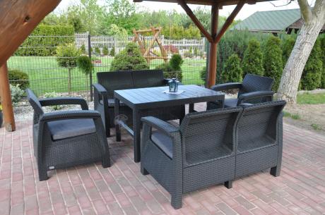 Meble Ogrodowe Corfu Fiesta Lyon z podnoszonym stołem Grafit