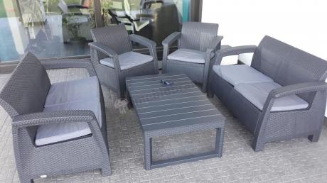 Meble Ogrodowe Corfu Fiesta Lyon z podnoszonym stołem Grafit