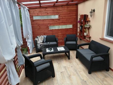 Meble Ogrodowe Corfu Fiesta Lyon z podnoszonym stołem Grafit