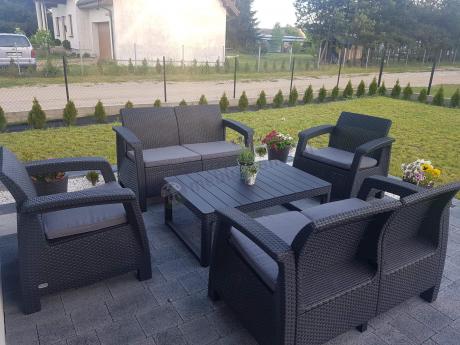 Meble Ogrodowe Corfu Fiesta Lyon z podnoszonym stołem Grafit