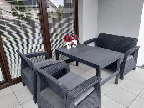 Meble Ogrodowe Corfu Fiesta Lyon z podnoszonym stołem Grafit