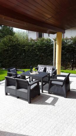 Meble Ogrodowe Corfu Fiesta Lyon z podnoszonym stołem Grafit