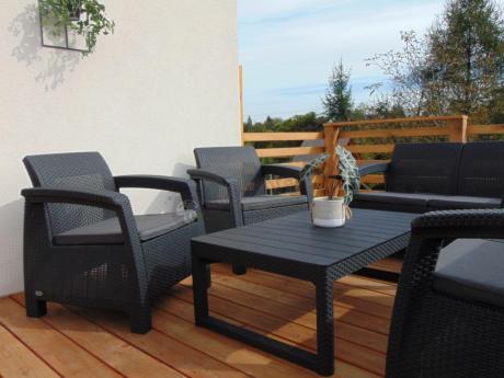 Meble Ogrodowe Corfu Fiesta Lyon z podnoszonym stołem Grafit