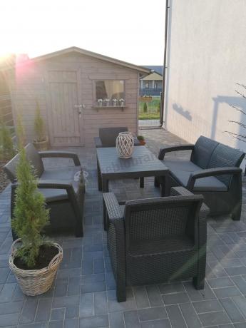 Meble Ogrodowe Corfu Fiesta Lyon z podnoszonym stołem Grafit