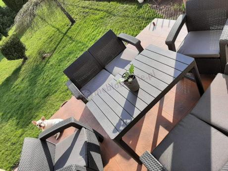 Meble Ogrodowe Corfu Fiesta Lyon z podnoszonym stołem Grafit