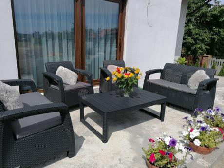 Meble Ogrodowe Corfu Fiesta Lyon z podnoszonym stołem Grafit