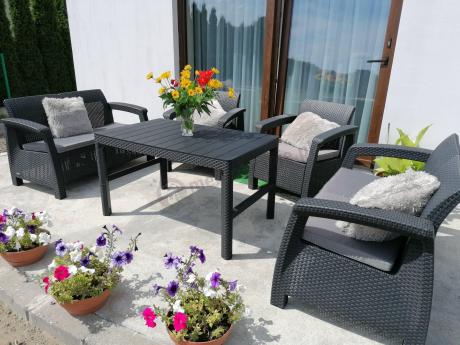 Meble Ogrodowe Corfu Fiesta Lyon z podnoszonym stołem Grafit