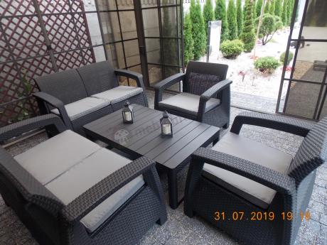 Meble Ogrodowe Corfu Fiesta Lyon z podnoszonym stołem Grafit