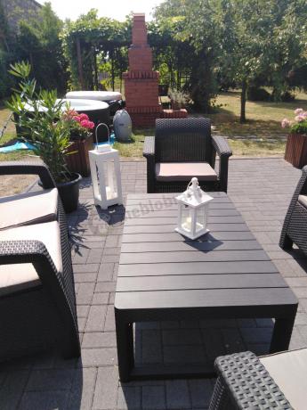 Meble Ogrodowe Corfu Fiesta Lyon z podnoszonym stołem Grafit