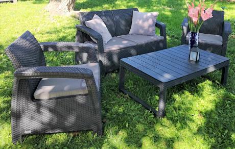 Meble Ogrodowe Corfu Fiesta Lyon z podnoszonym stołem Grafit