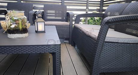 Meble Ogrodowe Corfu Fiesta Lyon z podnoszonym stołem Grafit