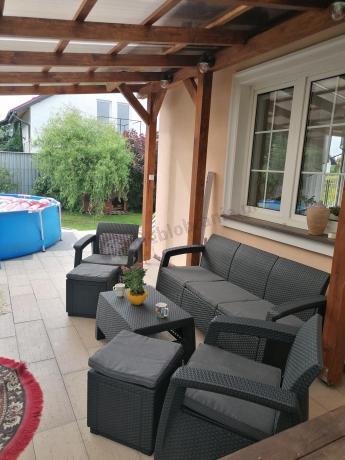 Komplet mebli ogrodowych z pufami Corfu Set Max Grafit Szare + pufy