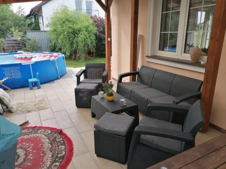 Komplet mebli ogrodowych z pufami Corfu Set Max Grafit Szare + pufy